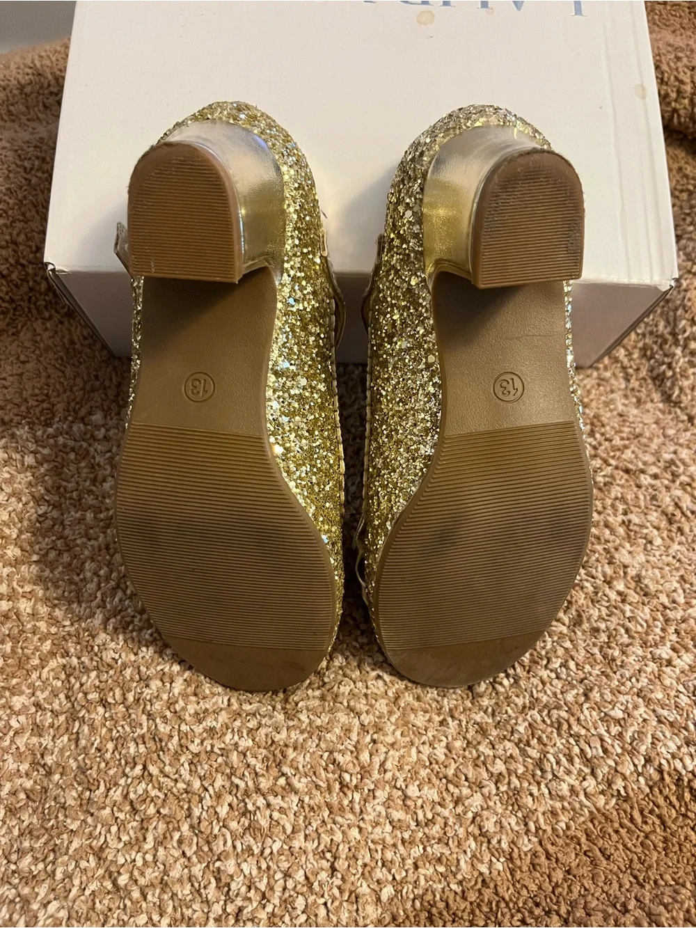 Girls Gold Glitter Bow Mary Jane Dress Shoes